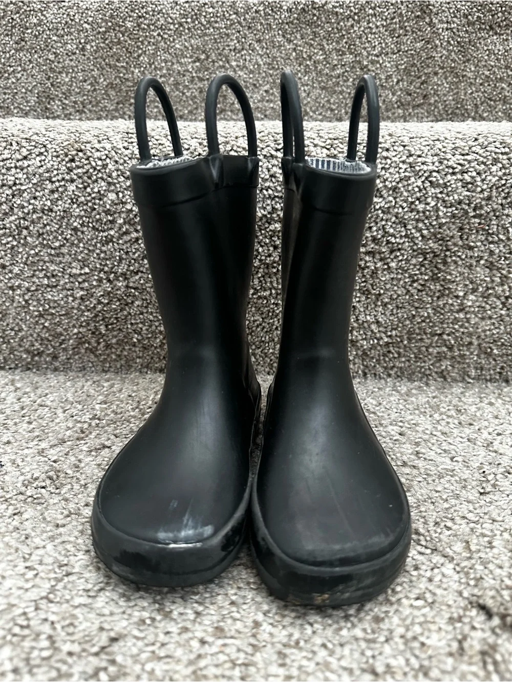 Kids Black Rain Boots with Easy Pull Loops